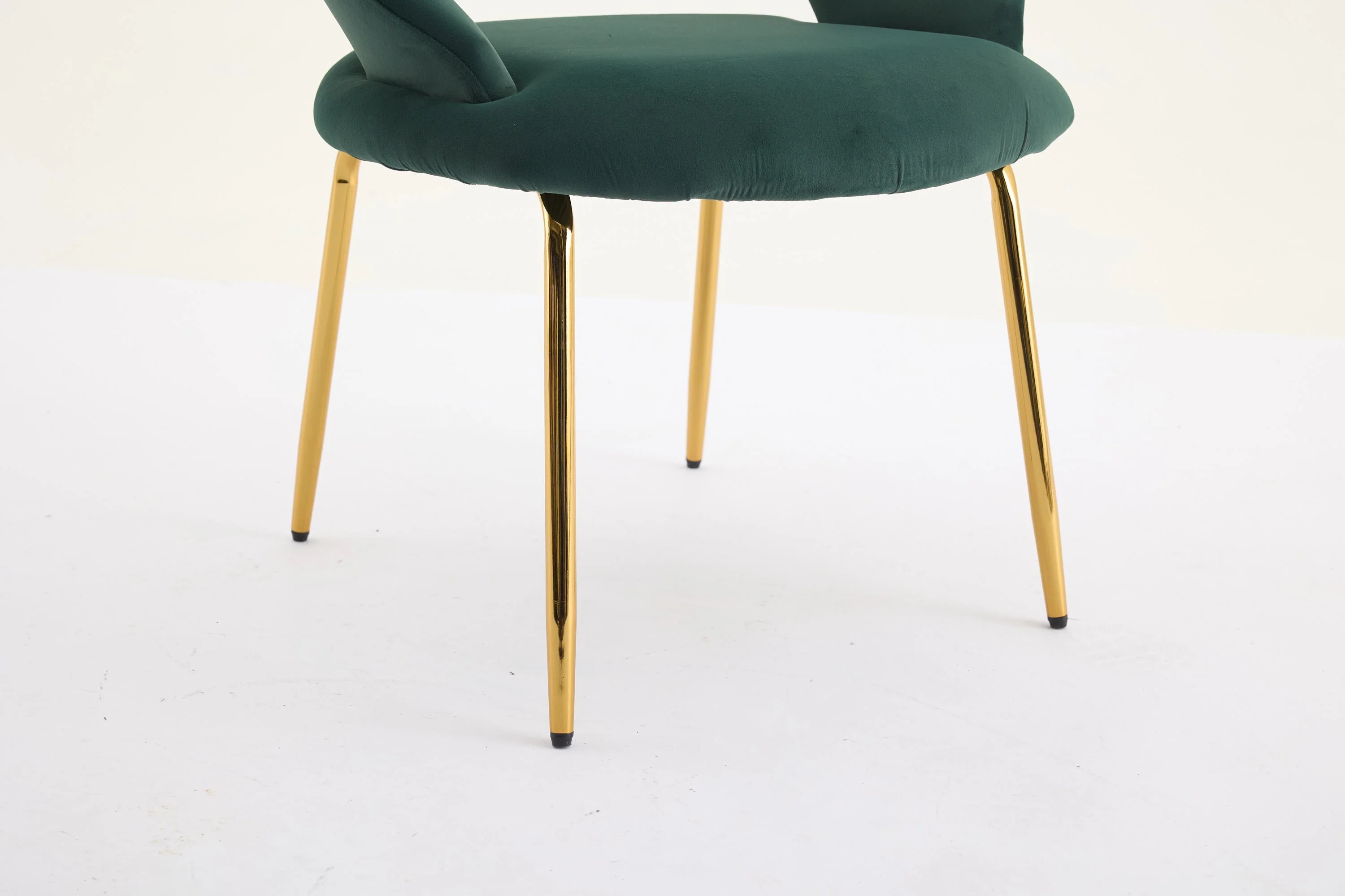 Velvet Fabric Dining Chair with Curved Backrest and Golden Metal Legs - Image 19