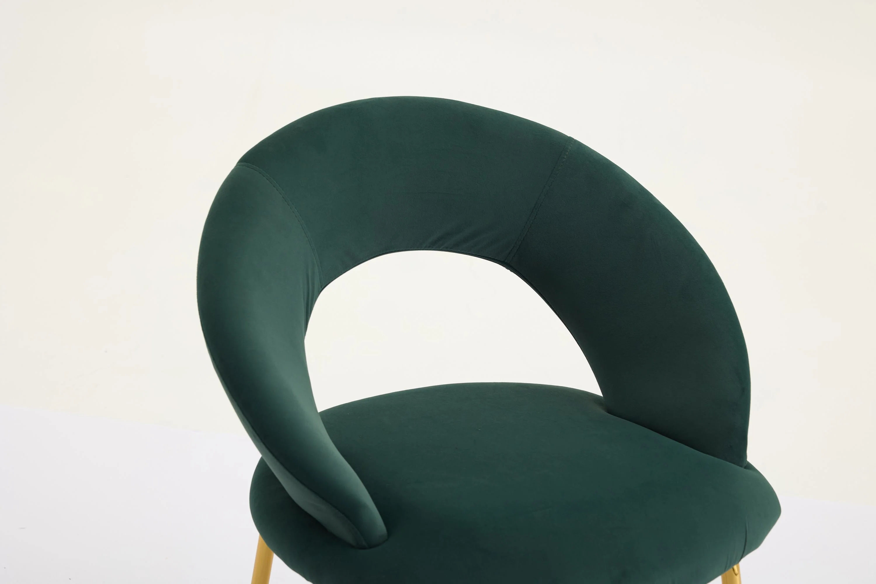 Velvet Fabric Dining Chair with Curved Backrest and Golden Metal Legs - Image 20