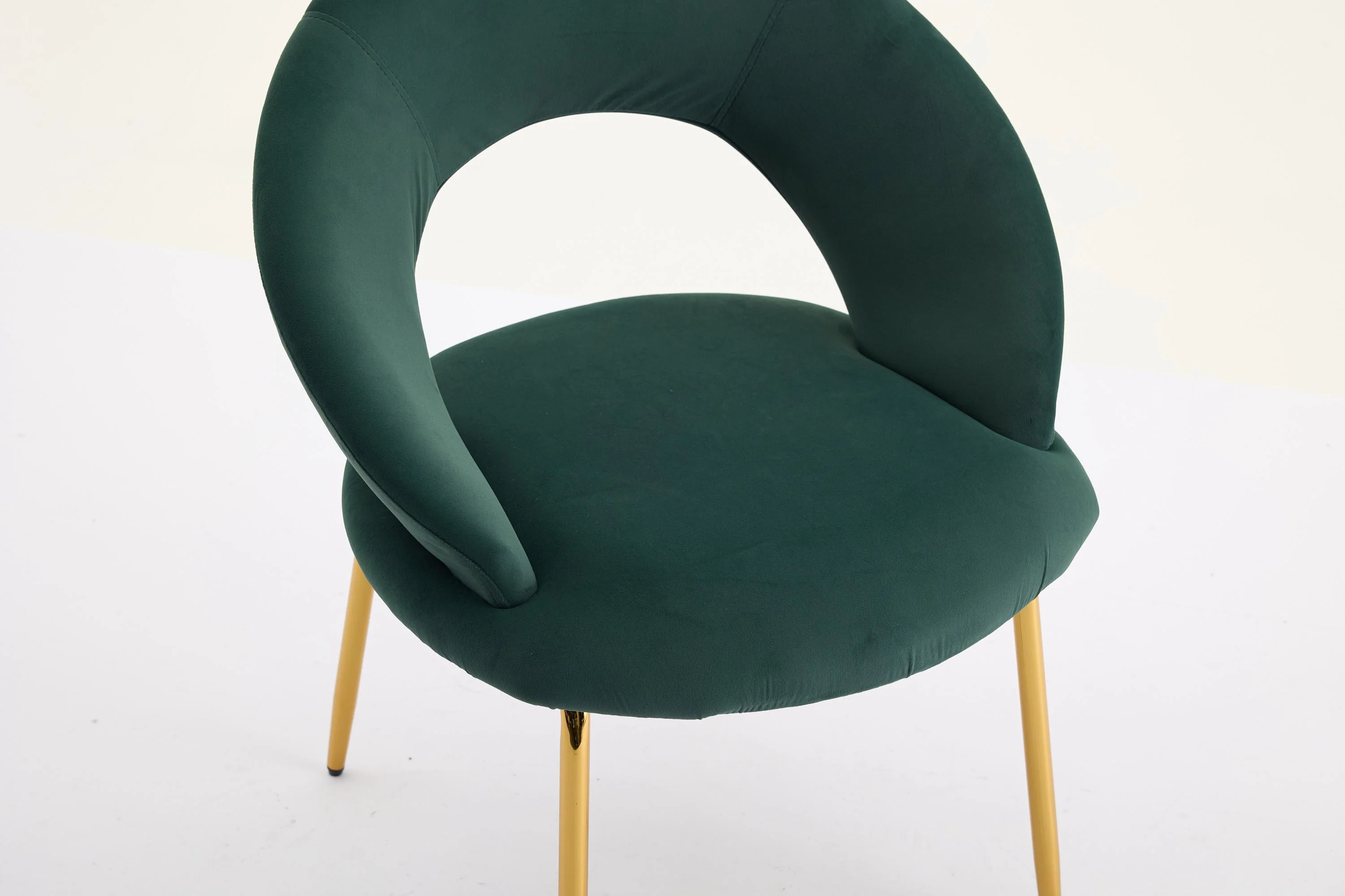Velvet Fabric Dining Chair with Curved Backrest and Golden Metal Legs - Image 21