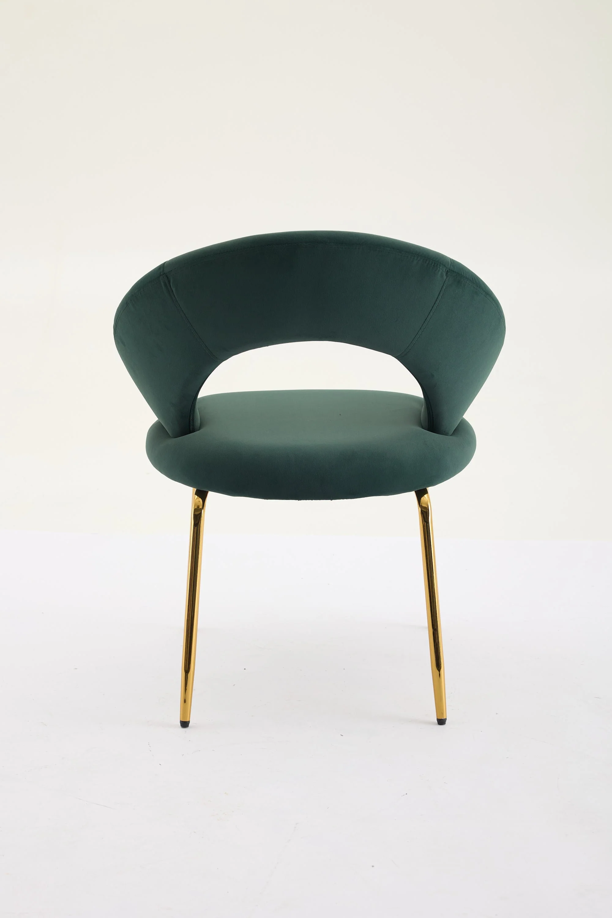 Velvet Fabric Dining Chair with Curved Backrest and Golden Metal Legs - Image 25