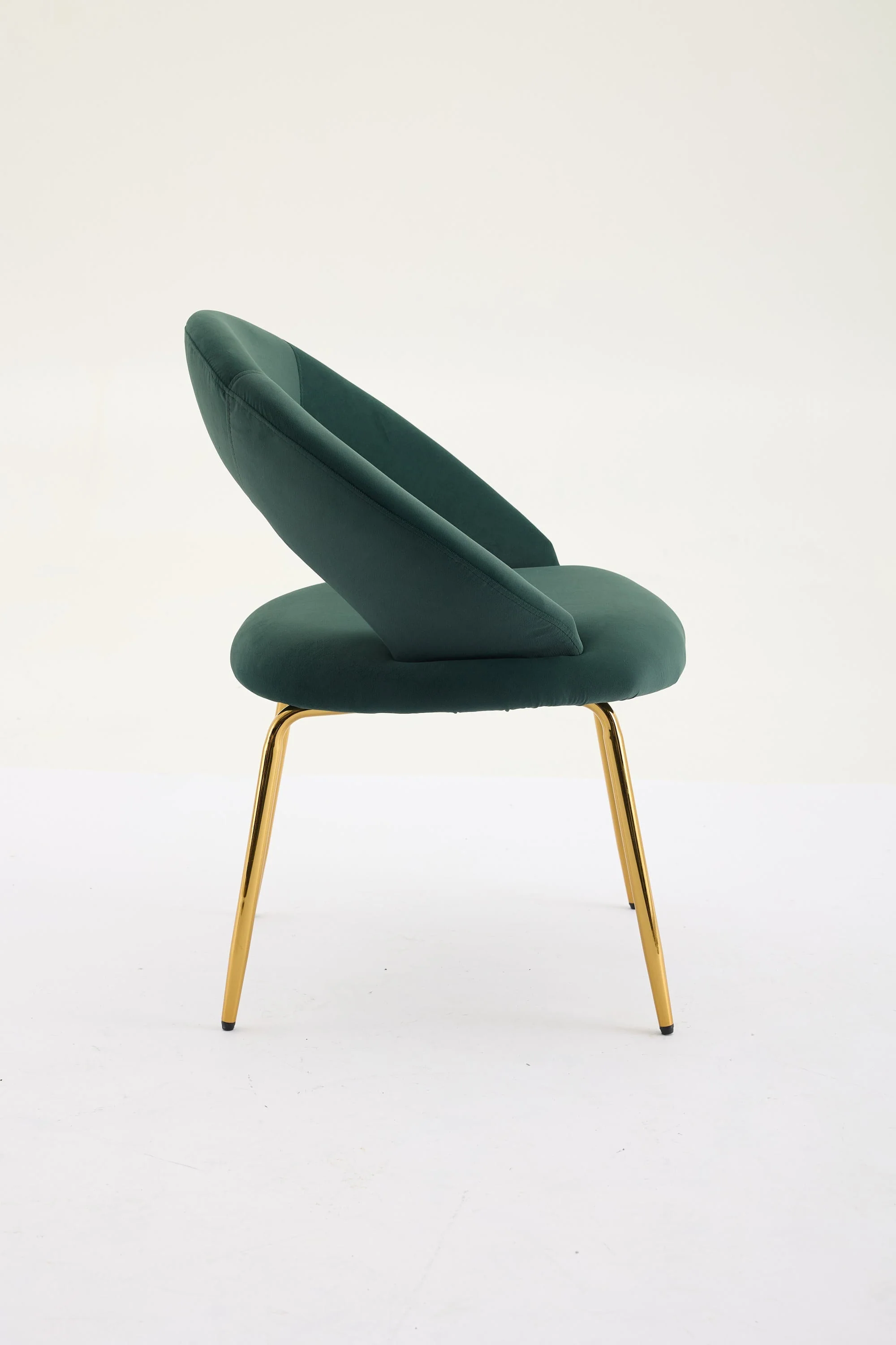 Velvet Fabric Dining Chair with Curved Backrest and Golden Metal Legs - Image 26
