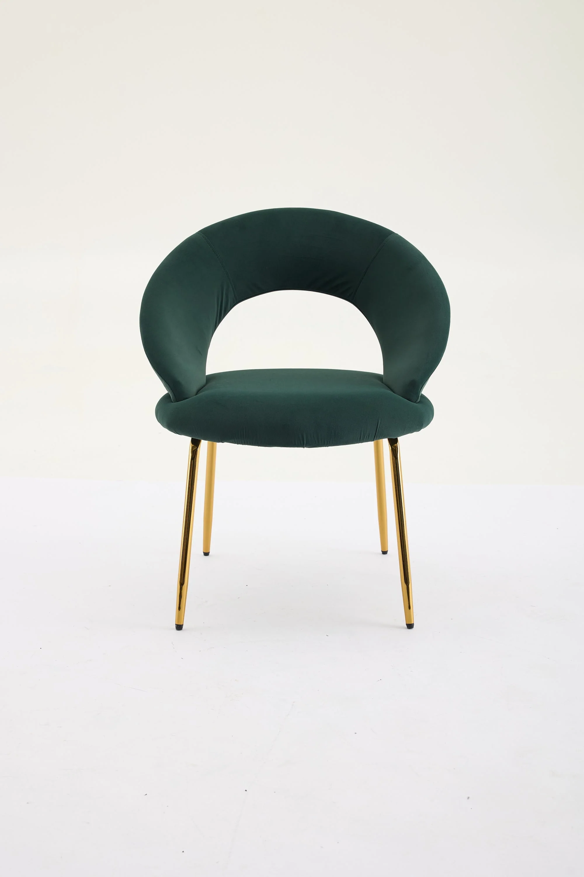 Velvet Fabric Dining Chair with Curved Backrest and Golden Metal Legs - Image 27