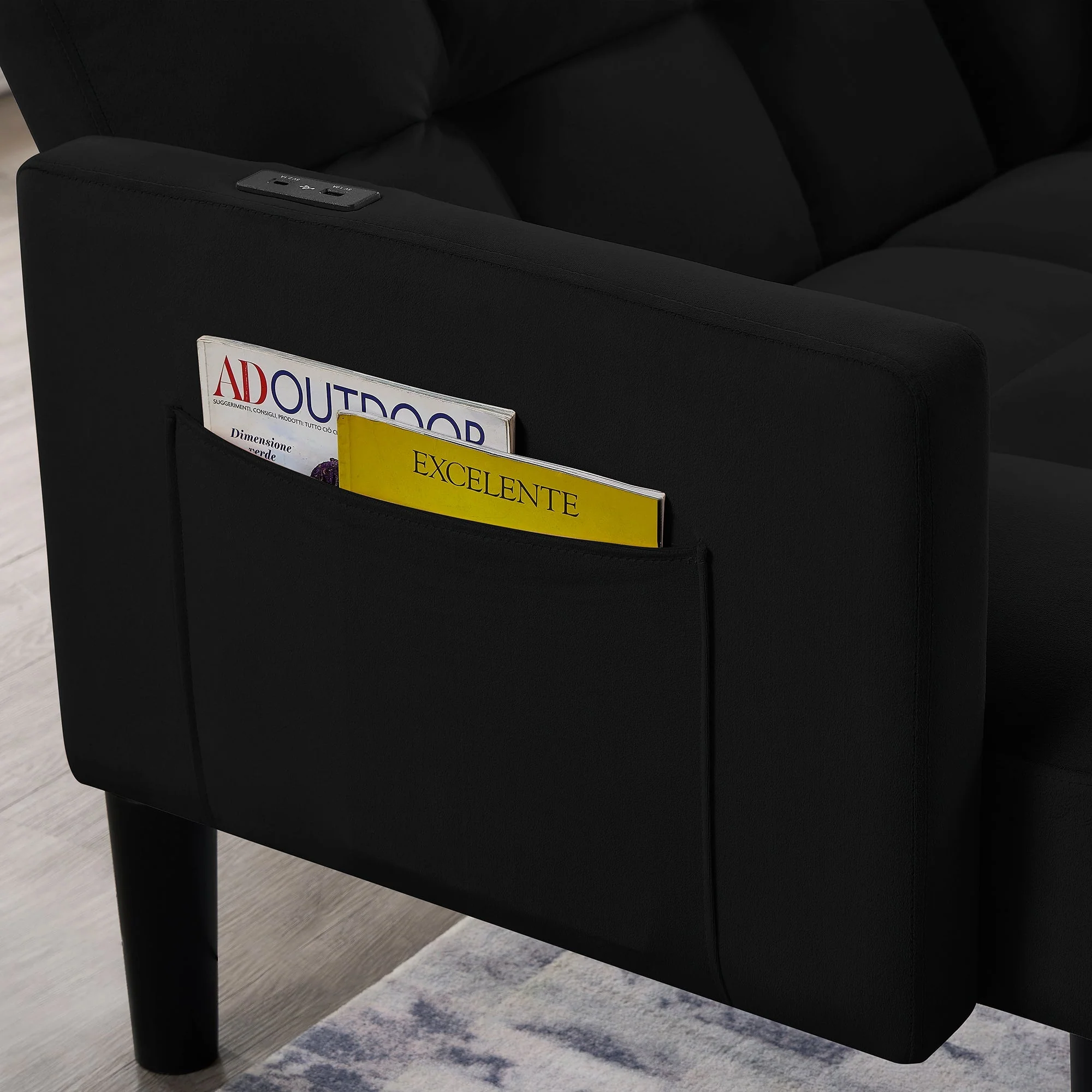 Velvet Futon Couch Convertible Folding Sofa Bed - Image 10