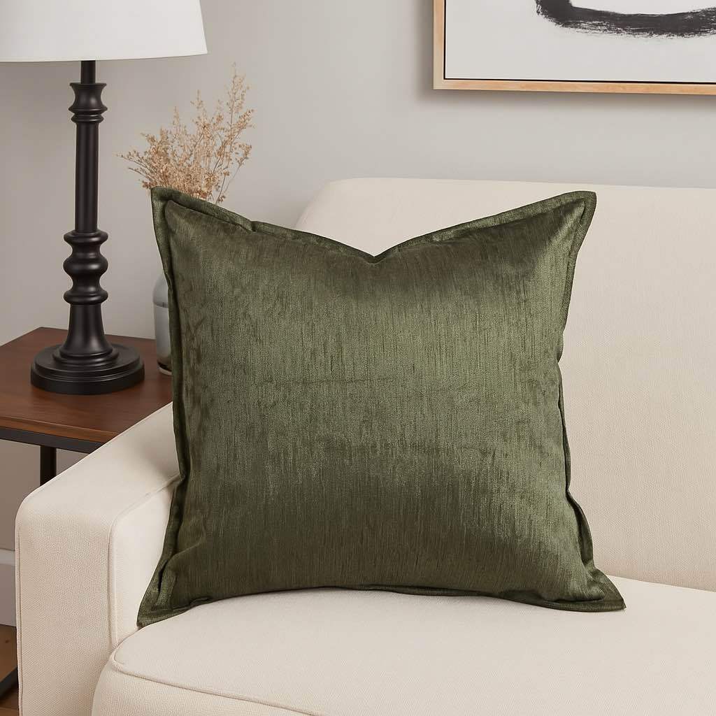 Velvet Throw Pillow – Deep Forest Green with Luxe Shine & Rich Texture - Image 3