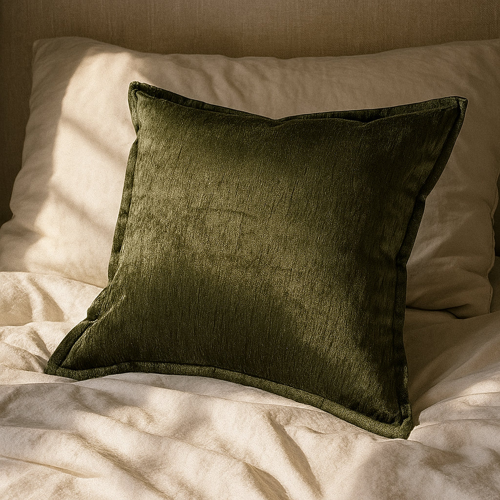 Velvet Throw Pillow – Deep Forest Green with Luxe Shine & Rich Texture - Image 5