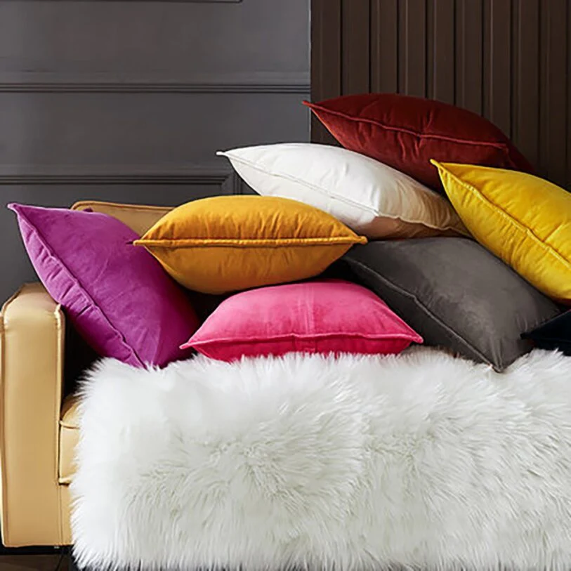 Velvet Throw Pillows pack of 2, size 12"x20, 18"x18", 20"x20" and various color options - Image 3