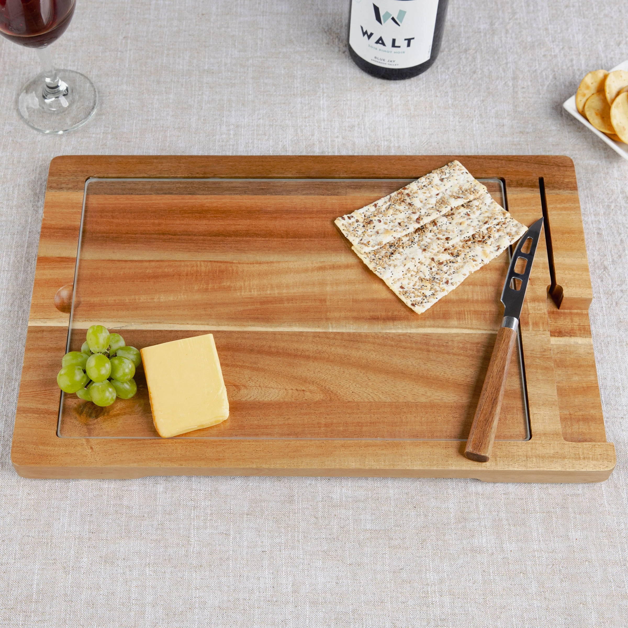 Ventana - Tempered Glass and Acacia Cheese Board and Knife Set - Image 2