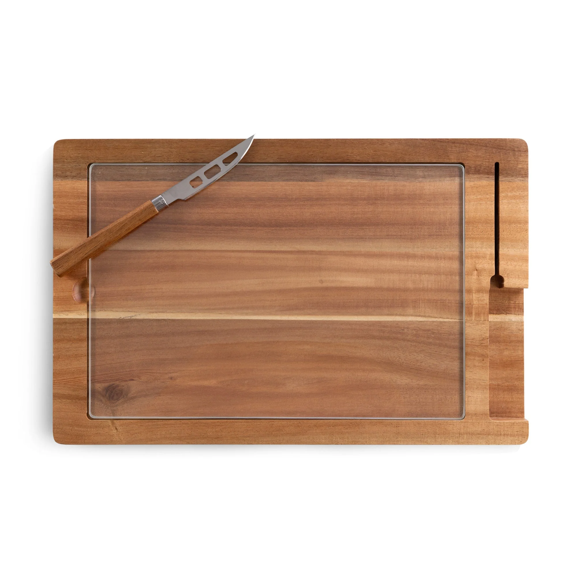 Ventana - Tempered Glass and Acacia Cheese Board and Knife Set - Image 5