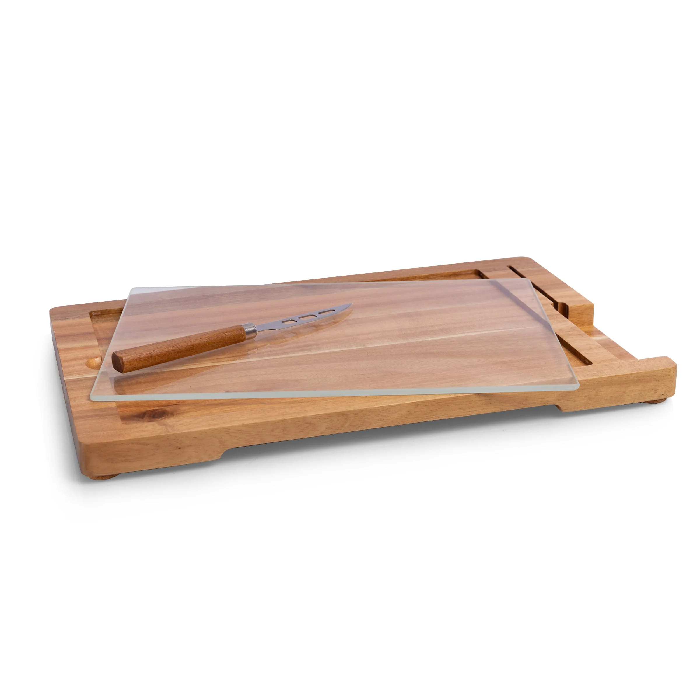 Ventana - Tempered Glass and Acacia Cheese Board and Knife Set - Image 8