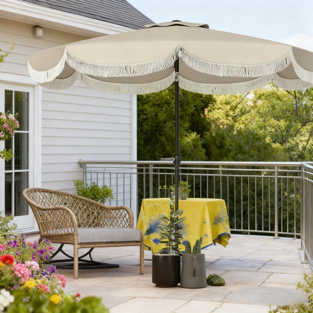 Vented Patio Table Umbrella with Crank, 8 Ribs, and Push Button Tilt - Image 2