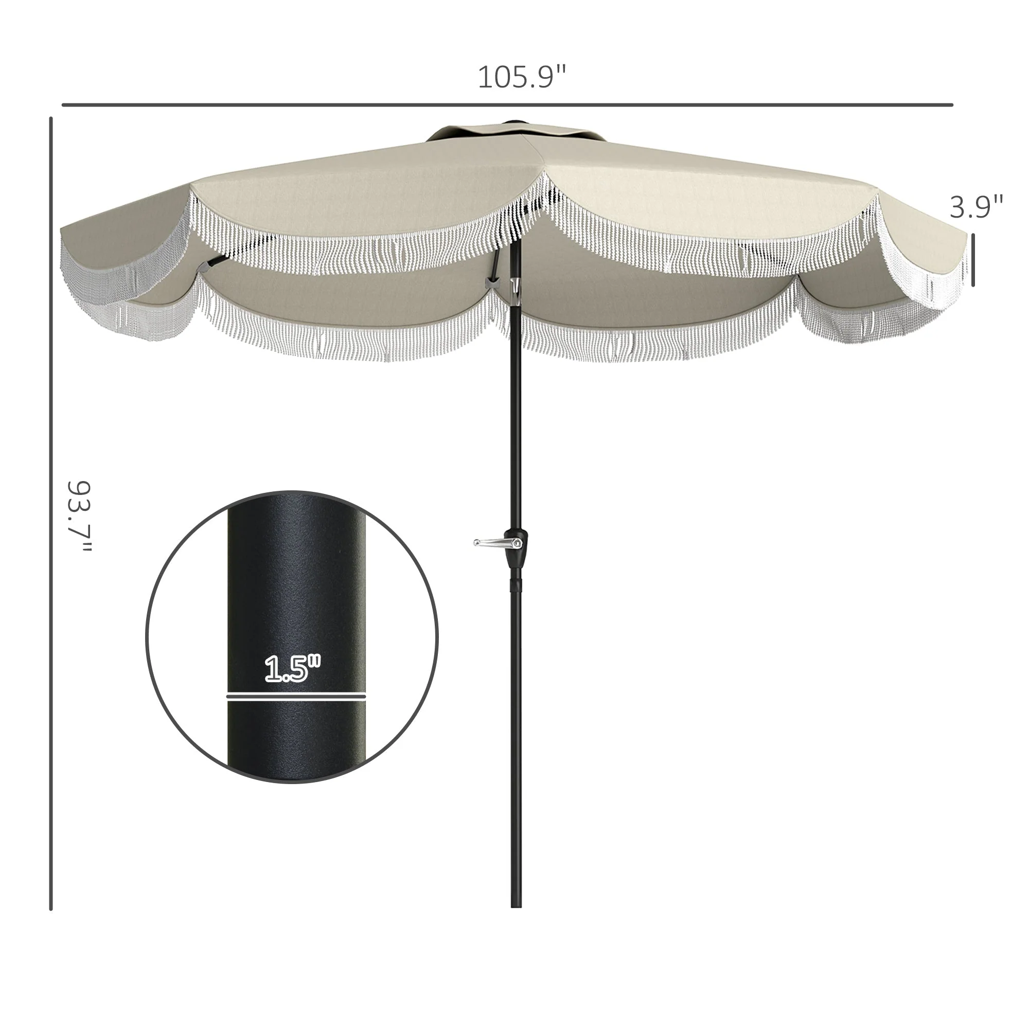 Vented Patio Table Umbrella with Crank, 8 Ribs, and Push Button Tilt - Image 3