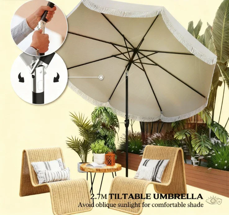 Vented Patio Table Umbrella with Crank, 8 Ribs, and Push Button Tilt - Image 6