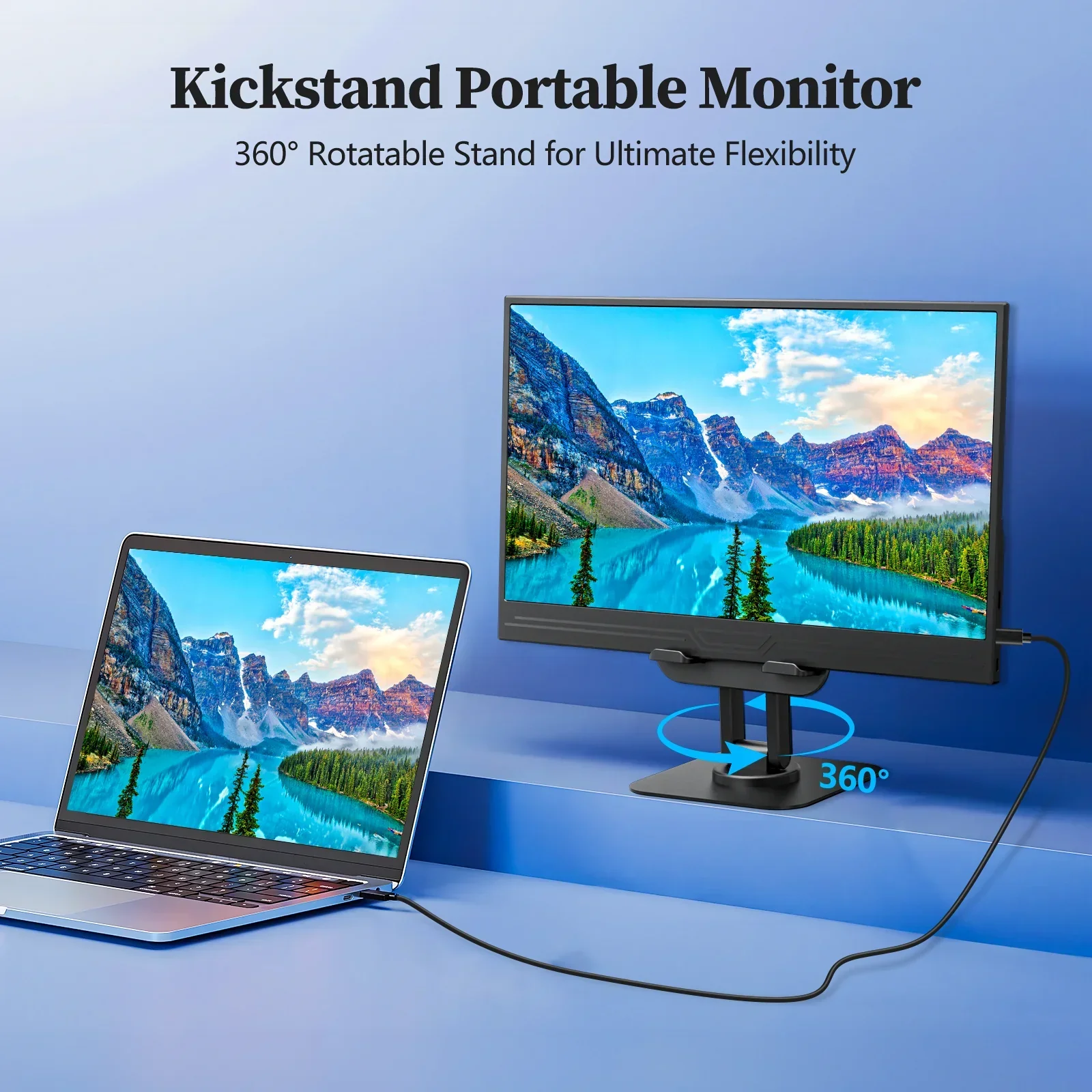 VEOUT 13.3" Portable Monitor 1080P USB HDMI for Laptop Mac PS5 Xbox Switch - Image 6