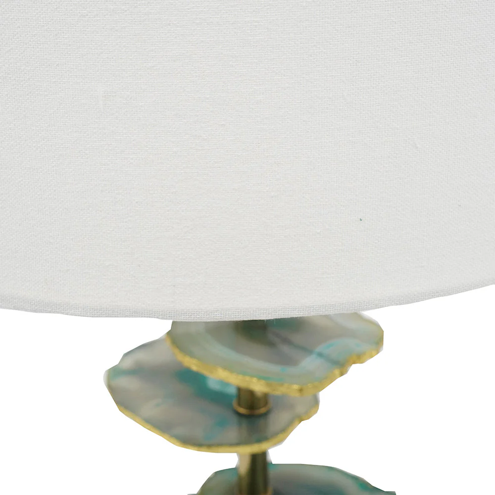 Verdant Agate-Slice Table Lamp with Marble Base - Image 2