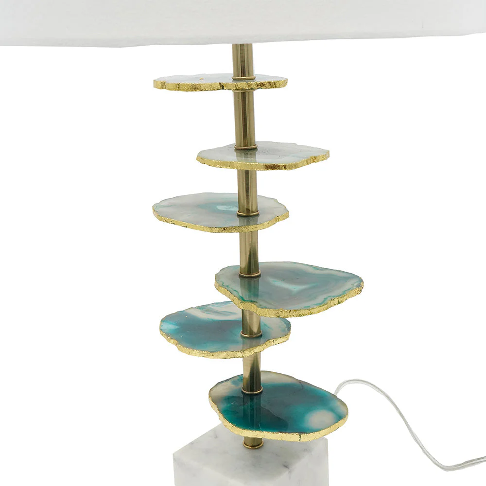 Verdant Agate-Slice Table Lamp with Marble Base - Image 3