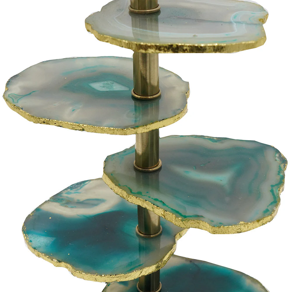 Verdant Agate-Slice Table Lamp with Marble Base - Image 4