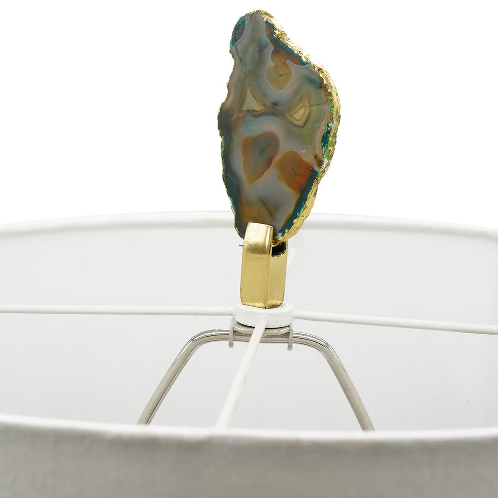 Verdant Agate-Slice Table Lamp with Marble Base - Image 5