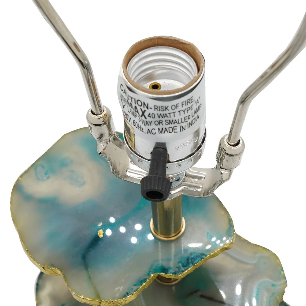 Verdant Agate-Slice Table Lamp with Marble Base - Image 6