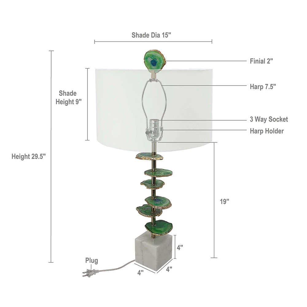 Verdant Agate-Slice Table Lamp with Marble Base - Image 7