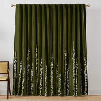 Verdant Path Velvet Blackout Window Curtain Panels - Image 2