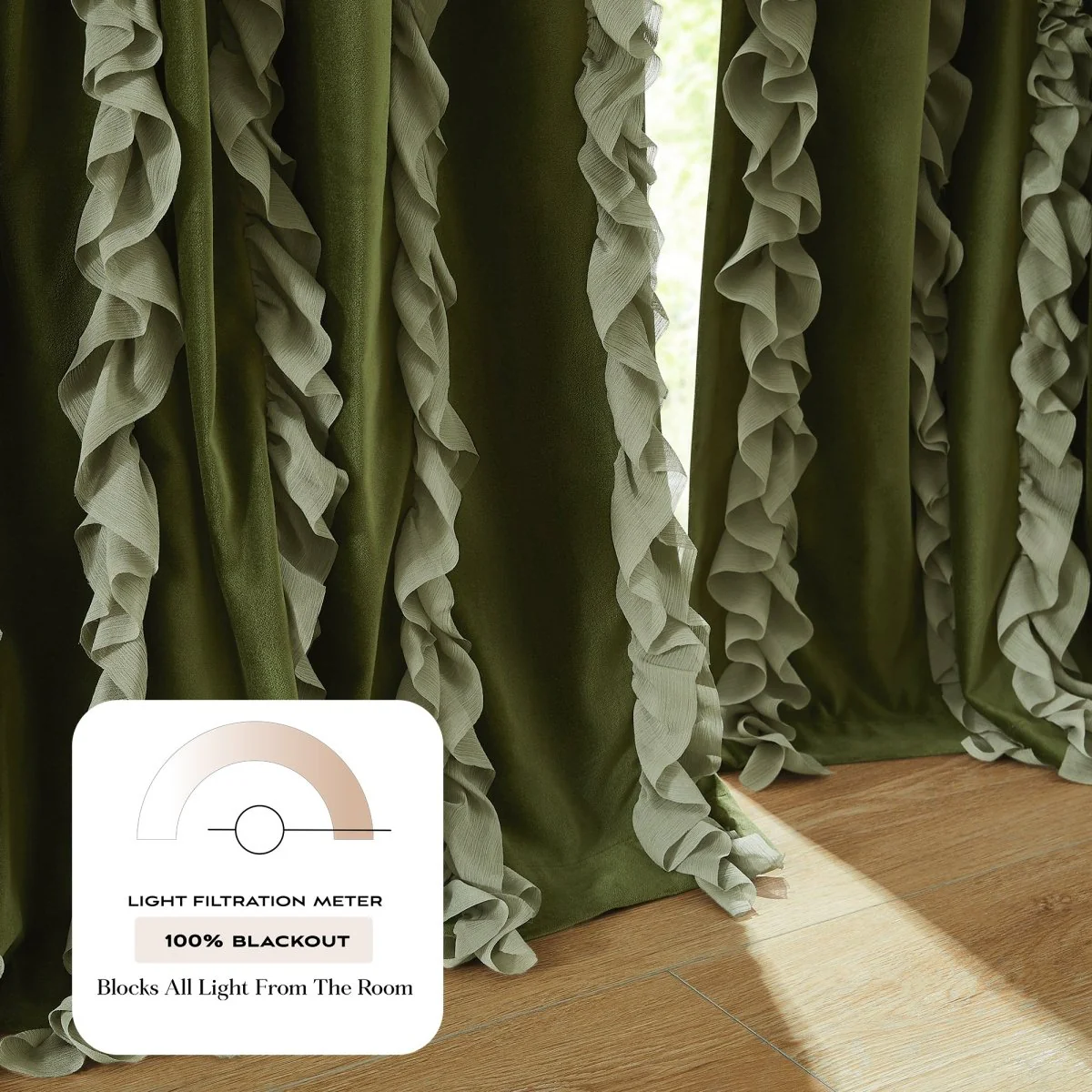 Verdant Path Velvet Blackout Window Curtain Panels - Image 9