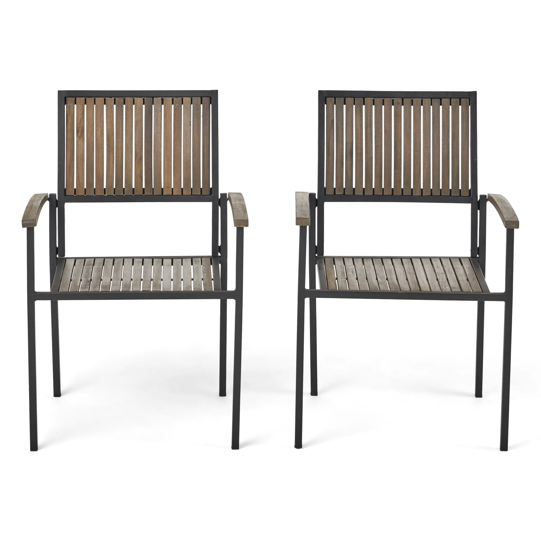 Vermilion - Outdoor Dining Chair With Vertical Slat And Wooden Arm - Image 2