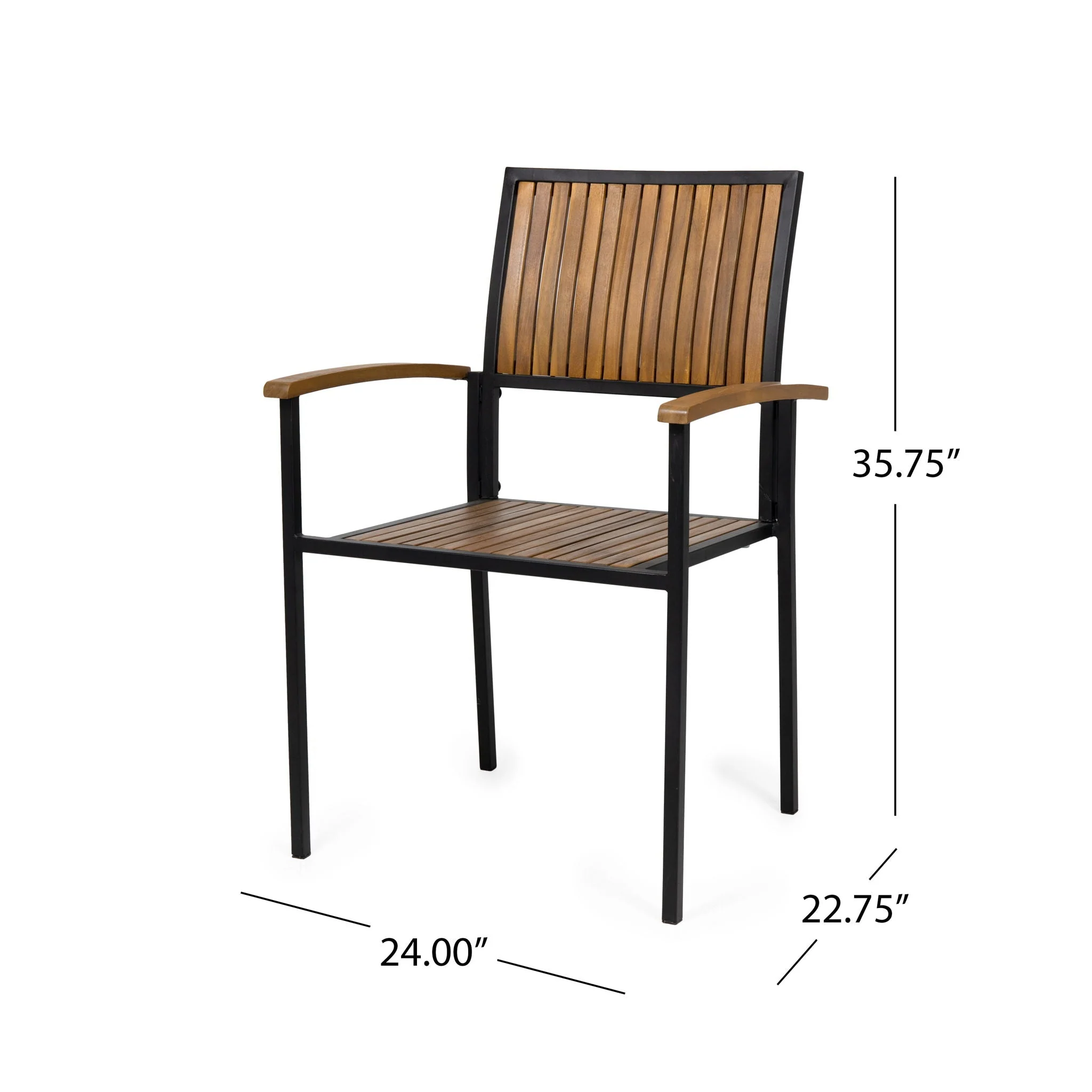 Vermilion - Outdoor Dining Chair With Vertical Slat And Wooden Arm - Image 7