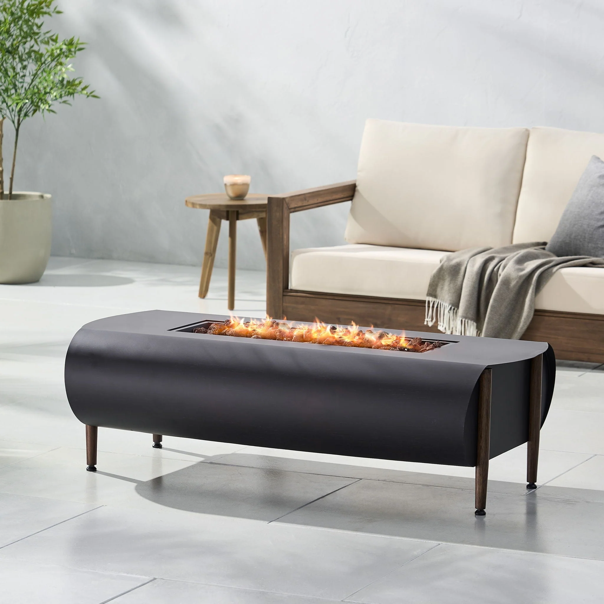 Vernon Rectangle Fire Pit 50,000 BTU - Dark Gray - Image 2