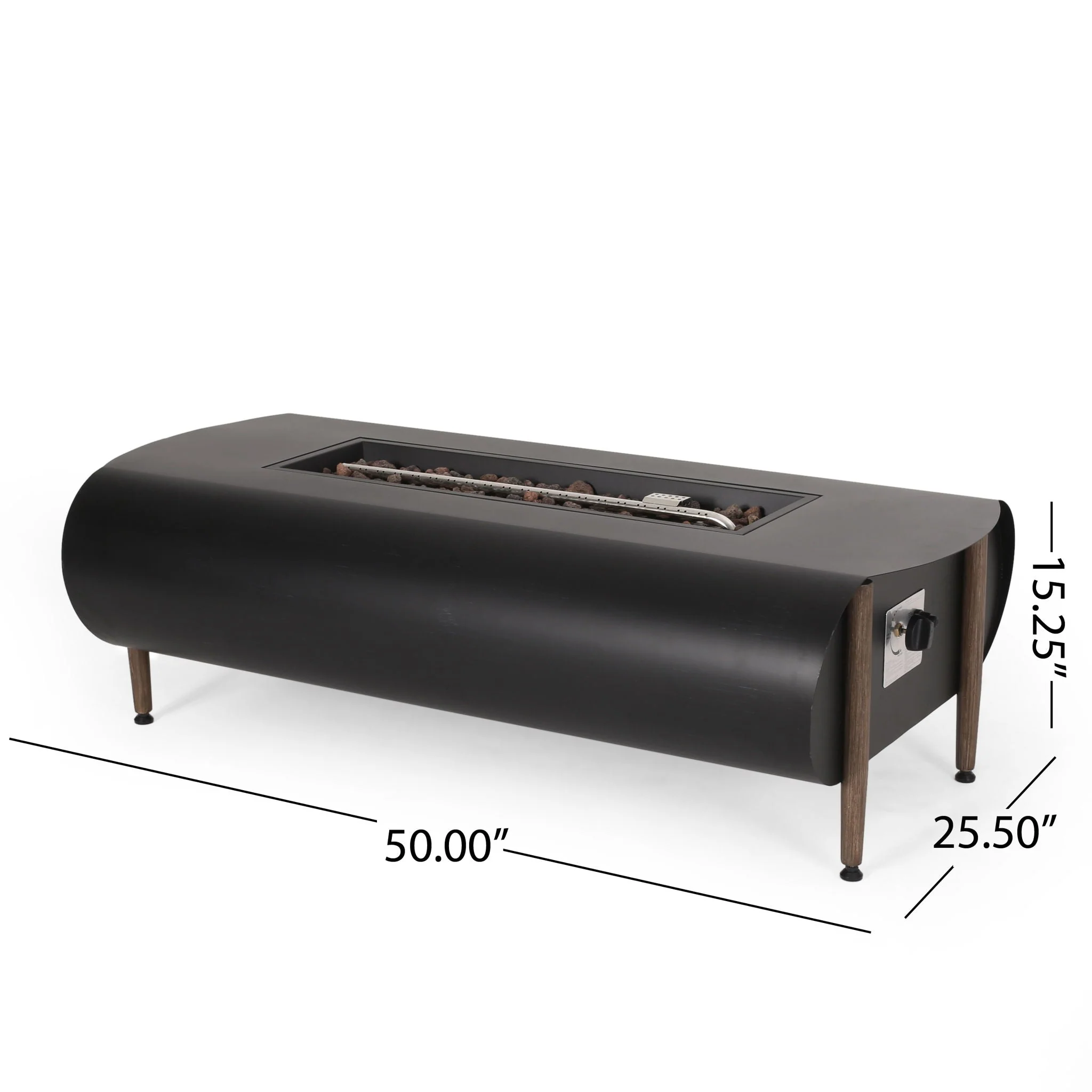 Vernon Rectangle Fire Pit 50,000 BTU - Dark Gray - Image 3