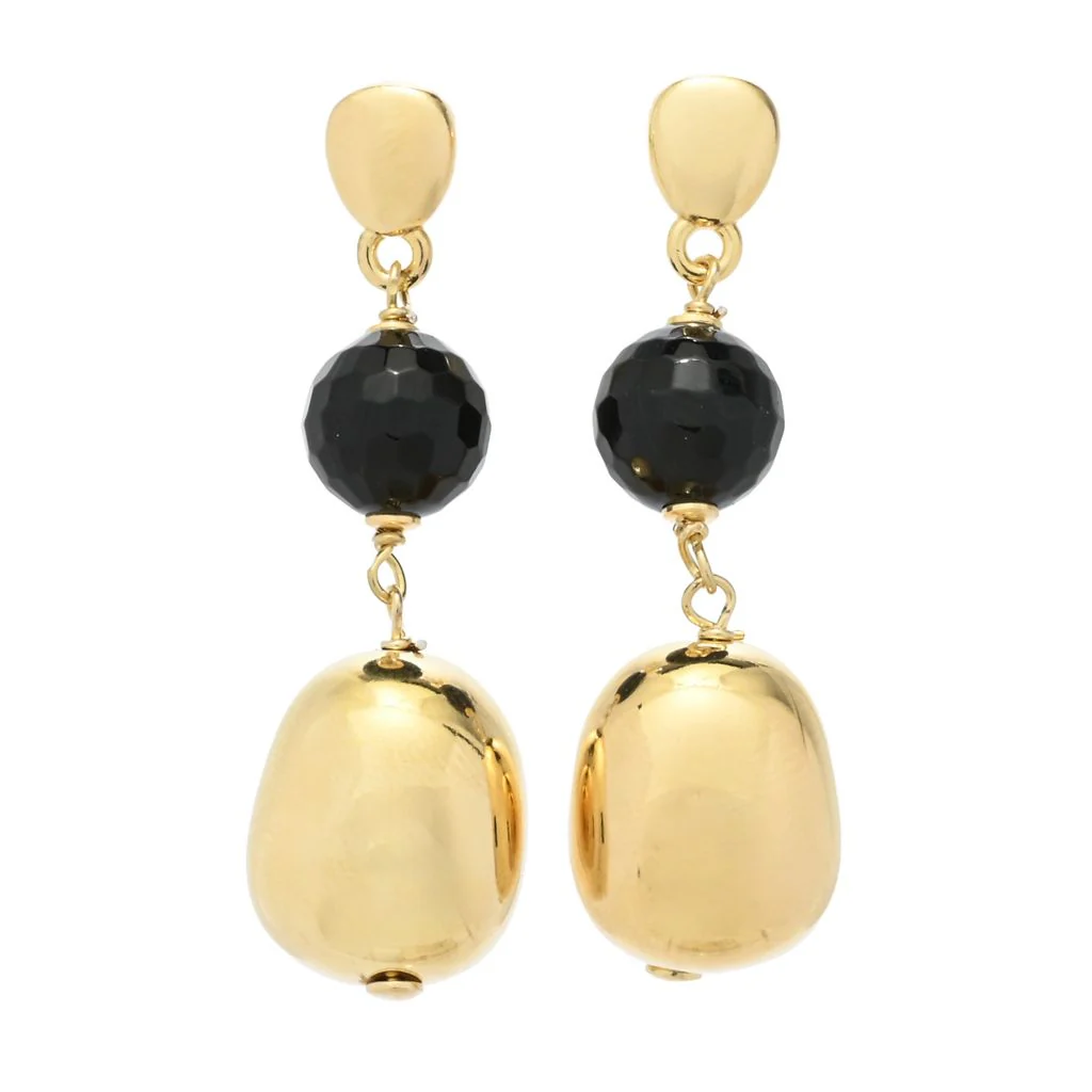 Verona Gioielli 18K Gold Plated Choice of Gemstone 1.75" Dangle Earrings - Image 3