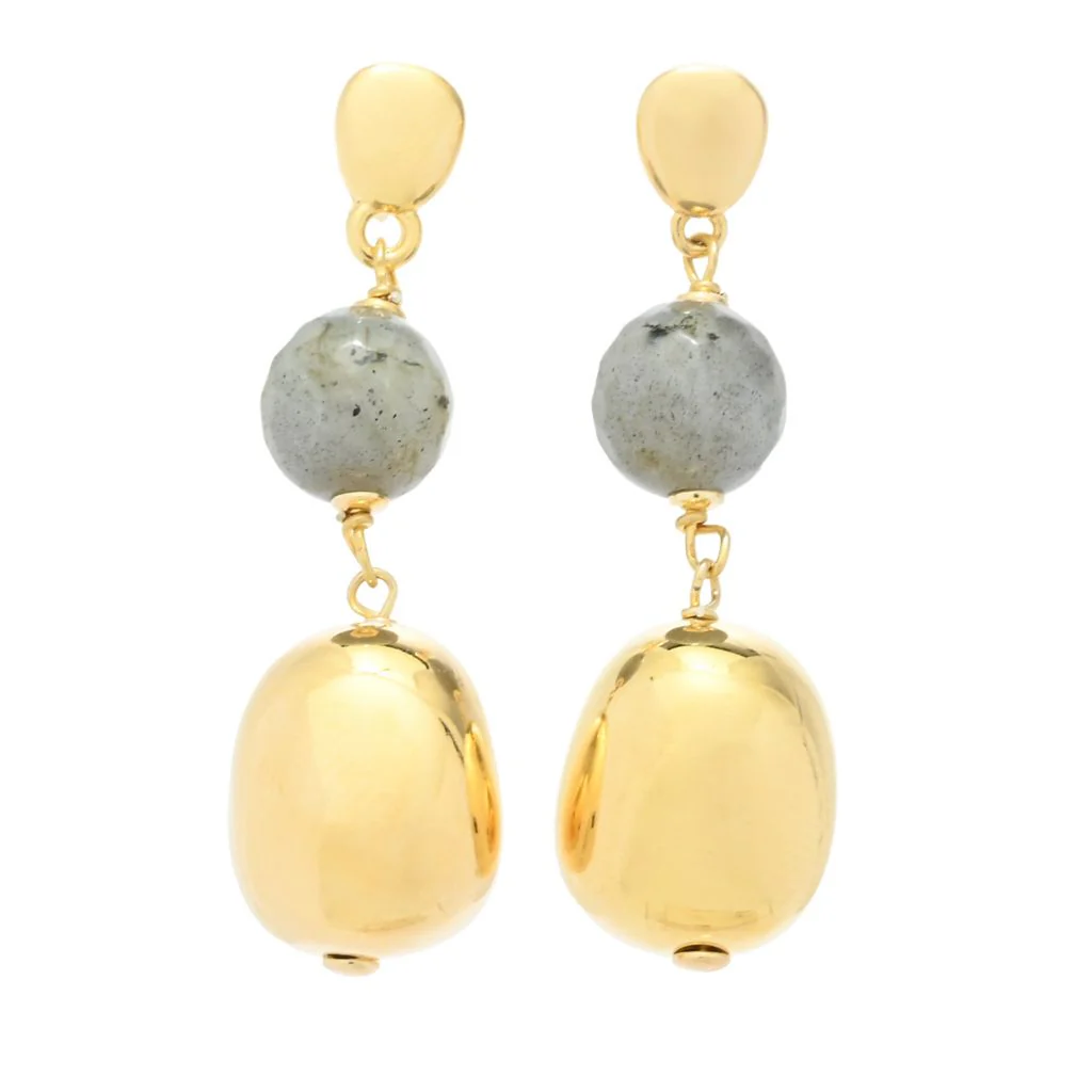 Verona Gioielli 18K Gold Plated Choice of Gemstone 1.75" Dangle Earrings - Image 4