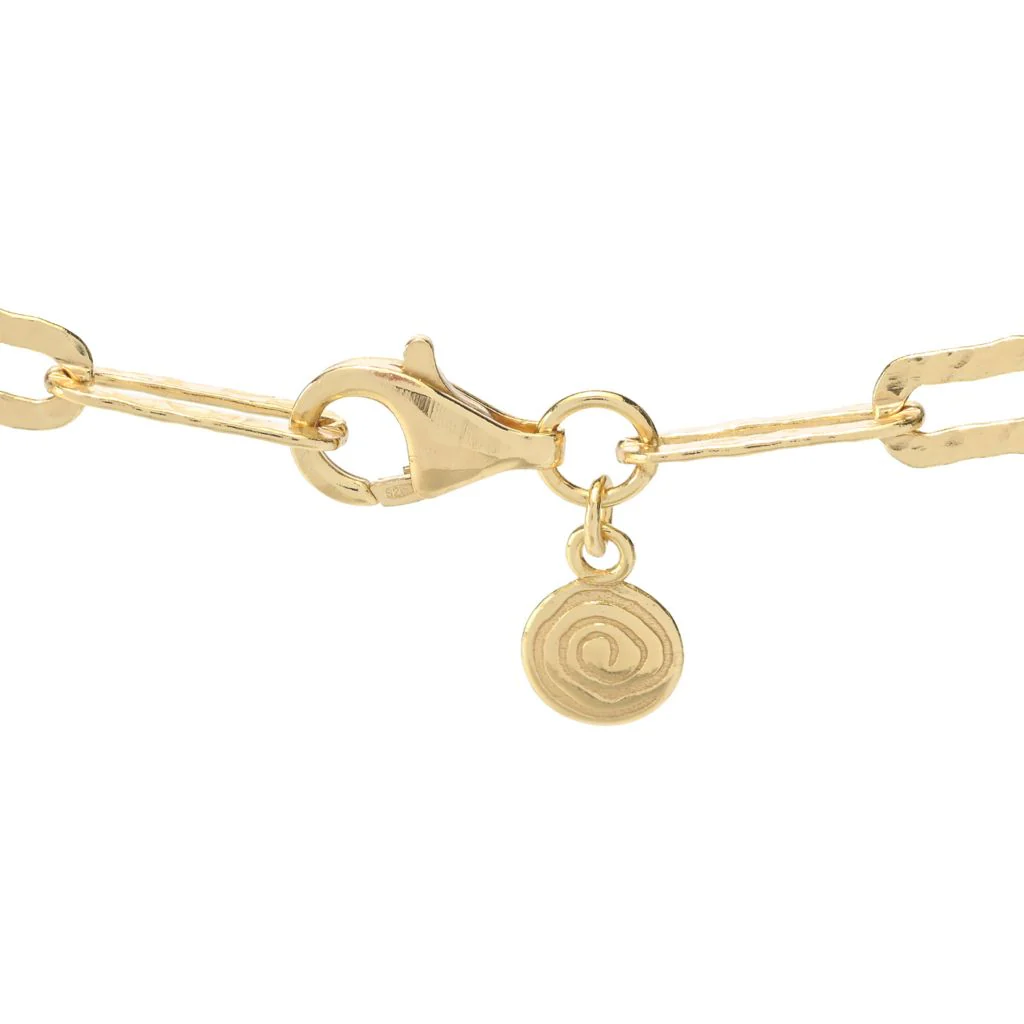 Verona Gioielli 18K Gold Plated Hammered Flat Paperclip Link 31.5" Necklace - Image 2