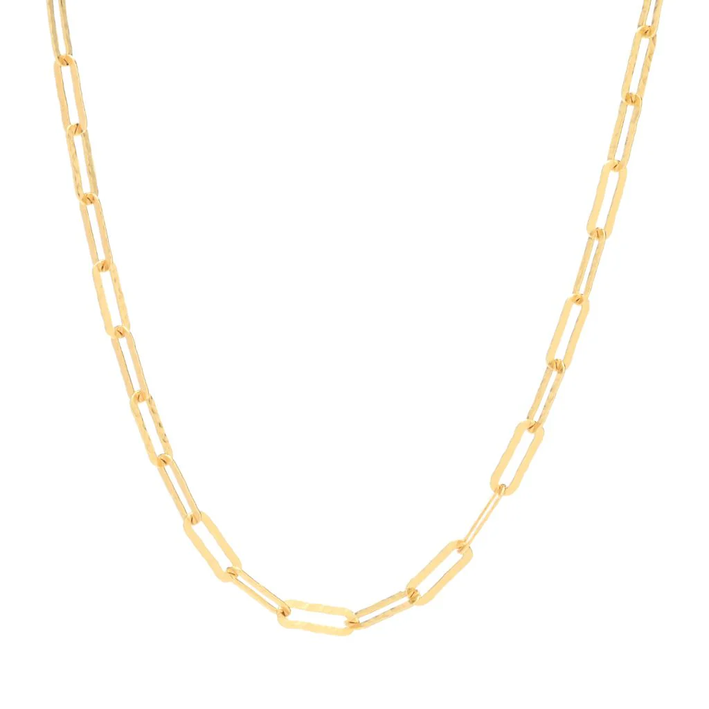 Verona Gioielli 18K Gold Plated Hammered Flat Paperclip Link 31.5" Necklace - Image 3