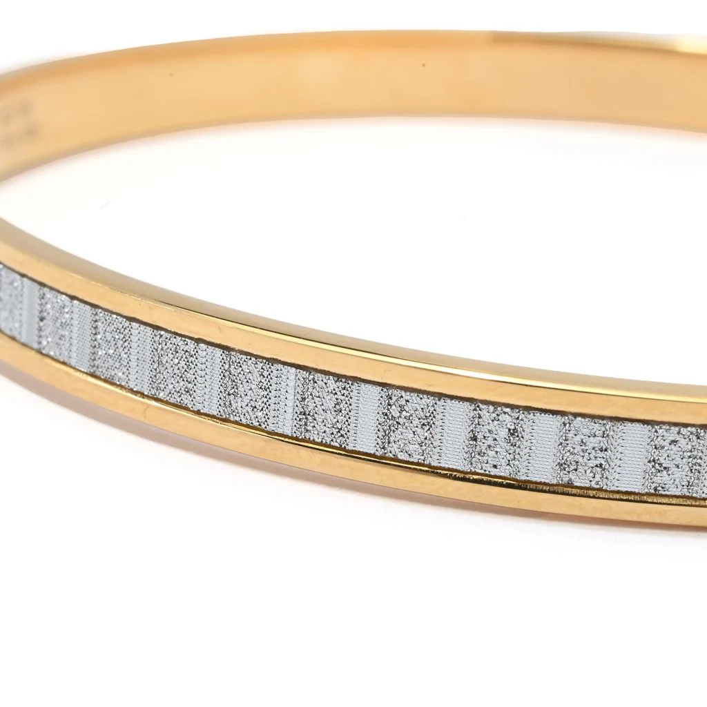 Verona Gioielli 18K Gold Plated or Sterling Silver Glitter Bangle Bracelet - Image 2