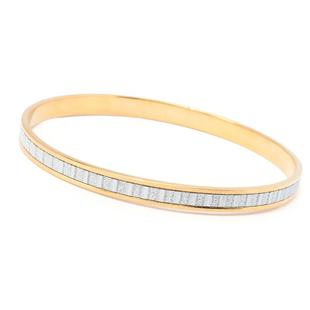 Verona Gioielli 18K Gold Plated or Sterling Silver Glitter Bangle Bracelet - Image 5