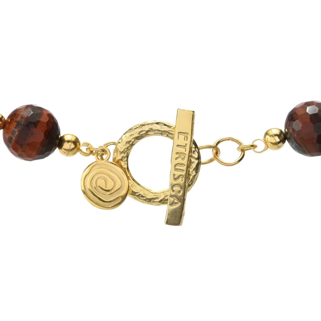 Verona Gioielli 18K Gold Plated Tiger's Eye Faceted Bead 18" Necklace - Image 2