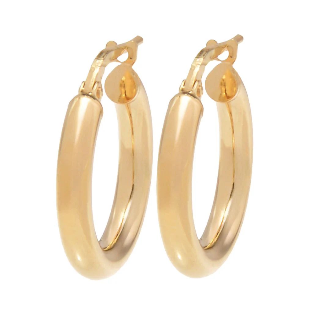 Verona Gioielli 18K Gold Plated Tubing Choice of Size Shiny Hoop Earrings - Image 2
