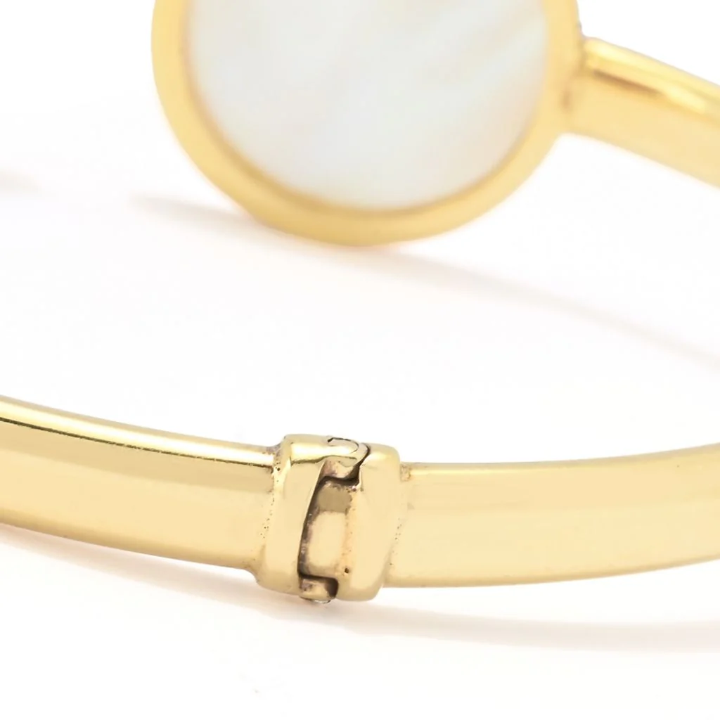 Verona Gioielli 18K Gold Plated Tubing Mother-of-Pearl & Magnesite Bracelet - Image 2