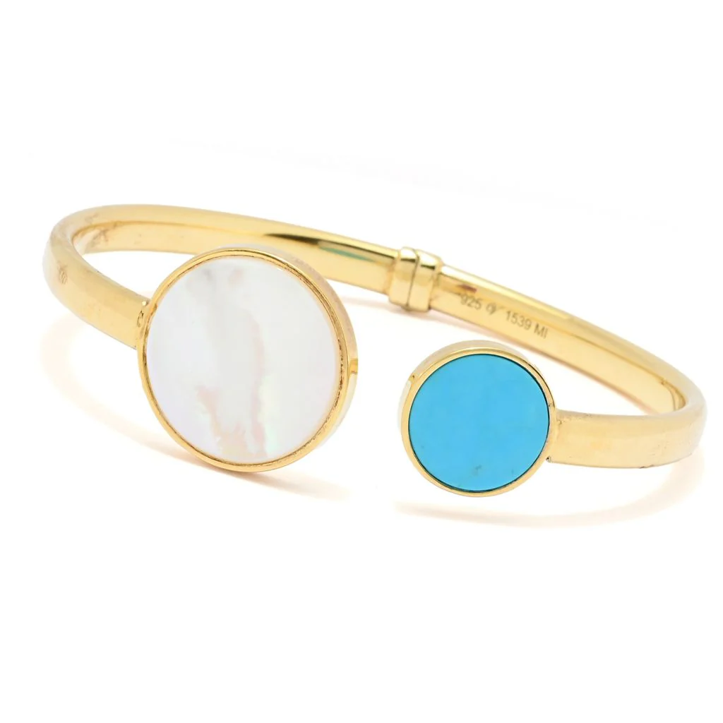 Verona Gioielli 18K Gold Plated Tubing Mother-of-Pearl & Magnesite Bracelet - Image 3
