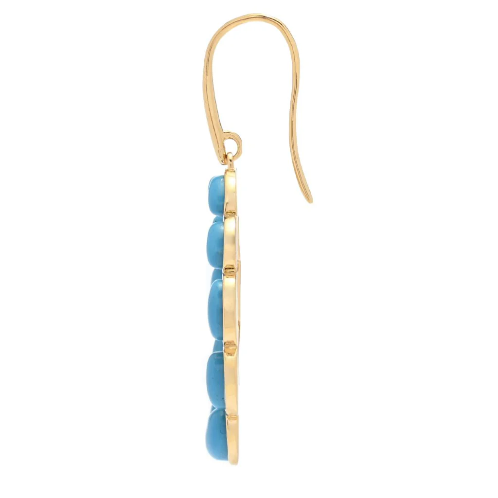 Verona Gioielli 18K Gold Plated Turquoise Pear Shape 1.75" Drop Earrings - Image 2
