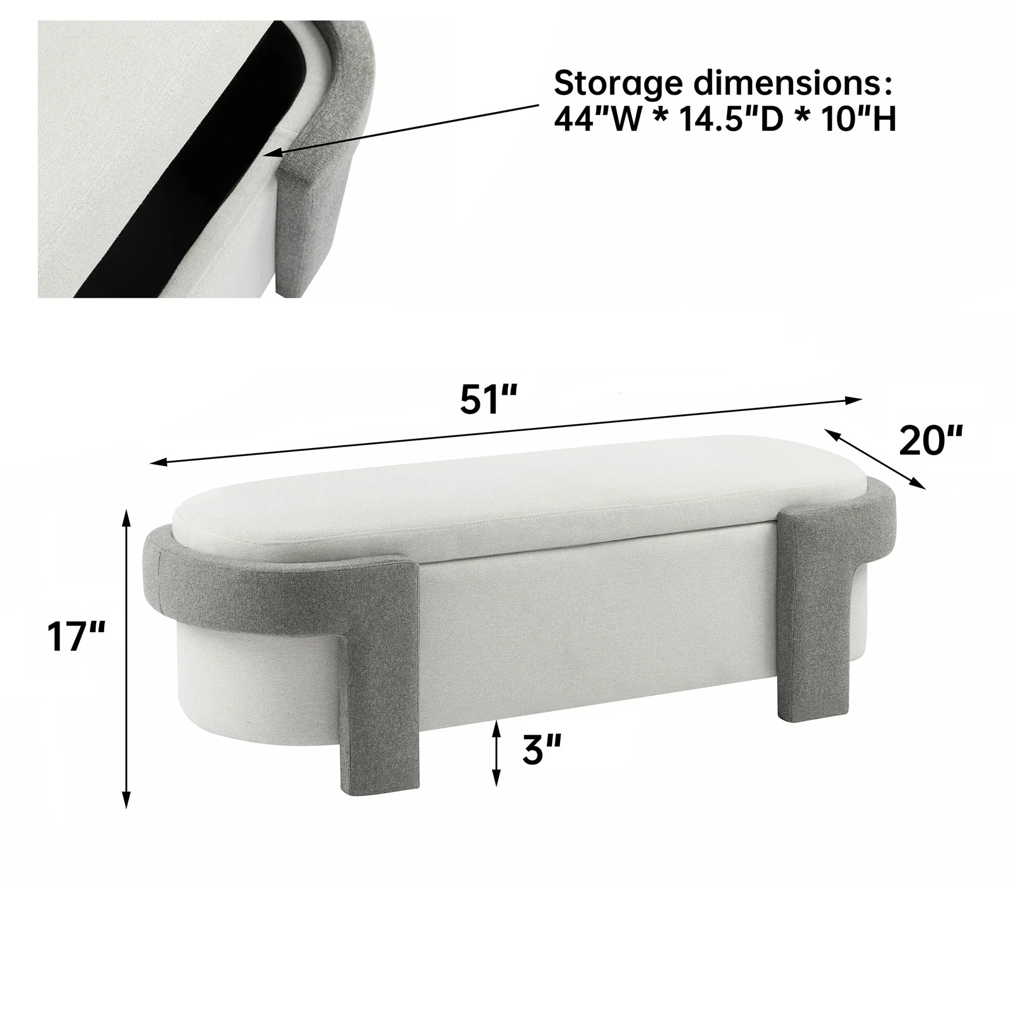 Versatile Storage Ottoman Bench, Spacious & Durable - Image 3