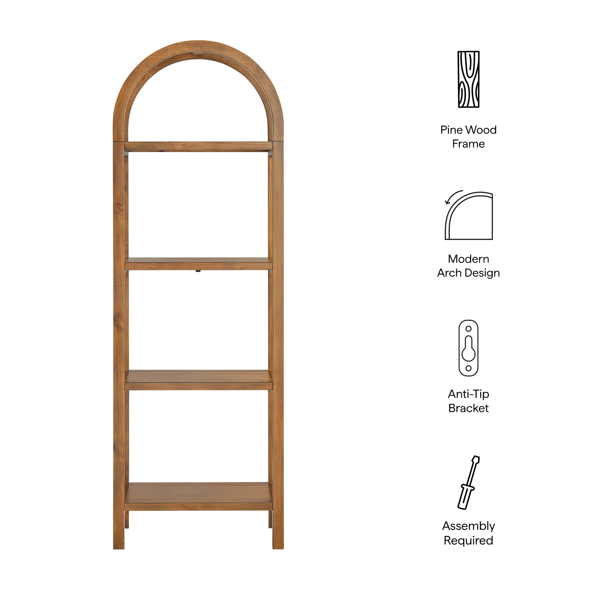 Vexley 72 Inch Tall Narrow Arched Bookshelf by Modway - Image 18