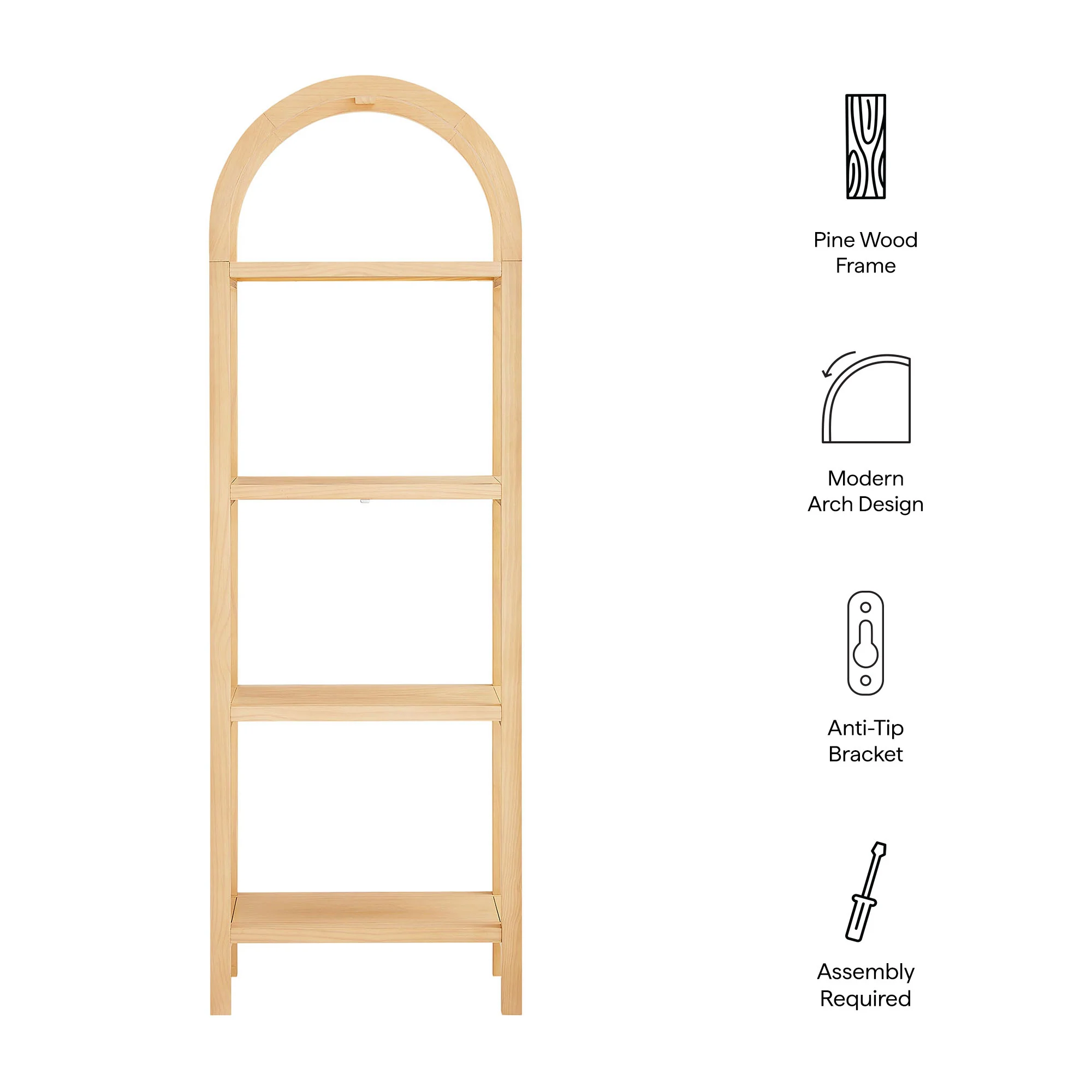 Vexley 72 Inch Tall Narrow Arched Bookshelf by Modway - Image 19