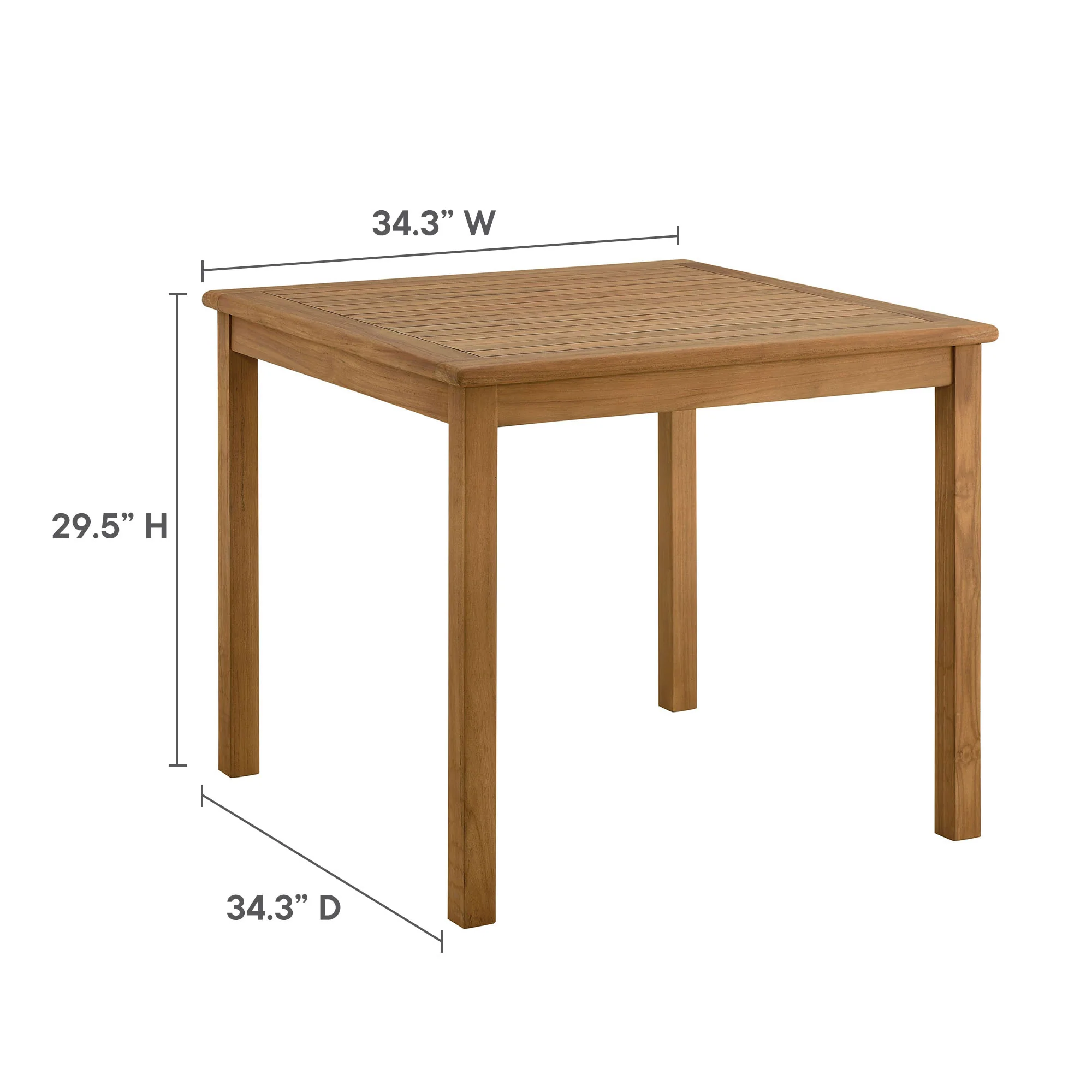 Vienna 34" Square Outdoor Patio Teak Wood Dining Table by Modway - Image 3
