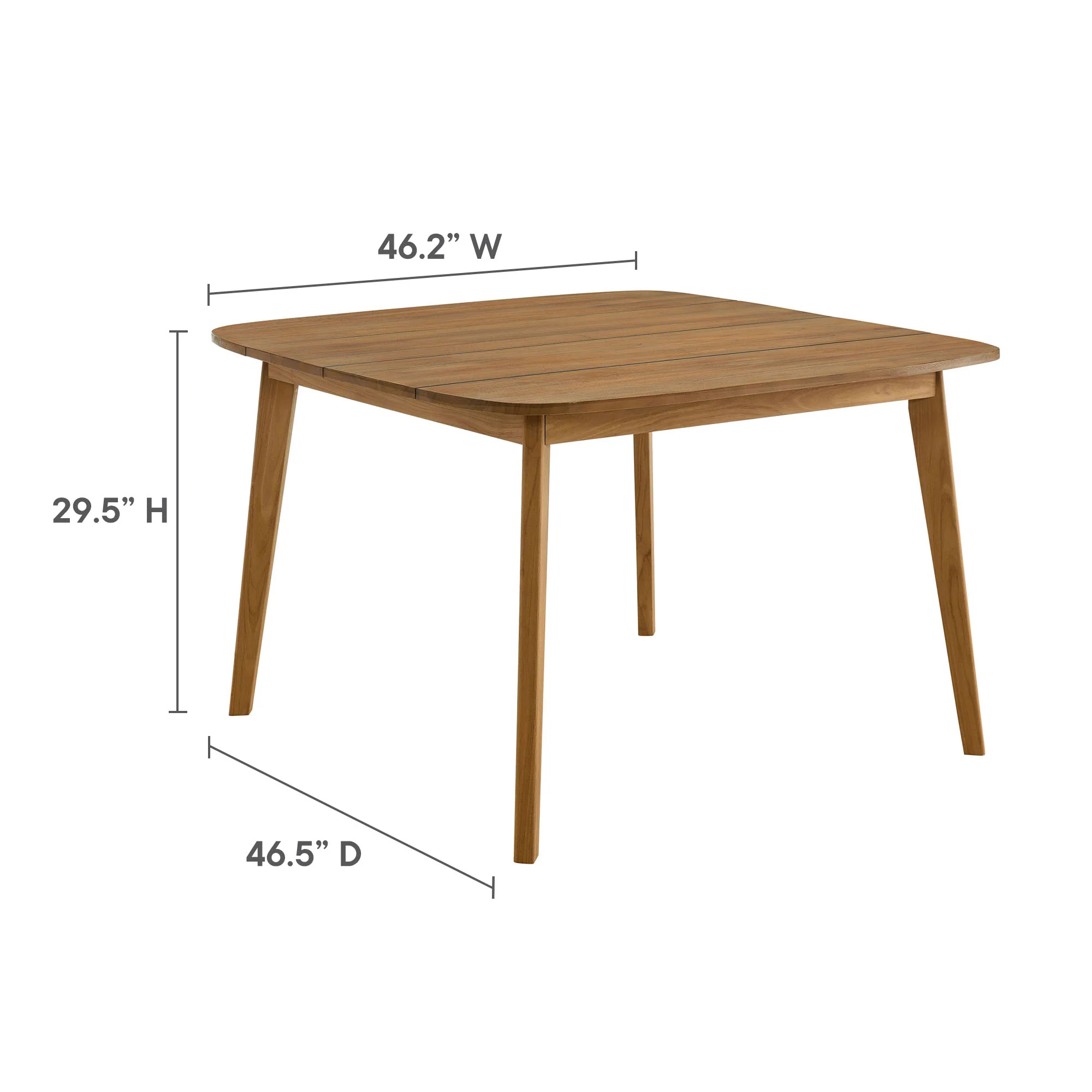 Vienna 46" Square Outdoor Patio Teak Wood Dining Table by Modway - Image 3