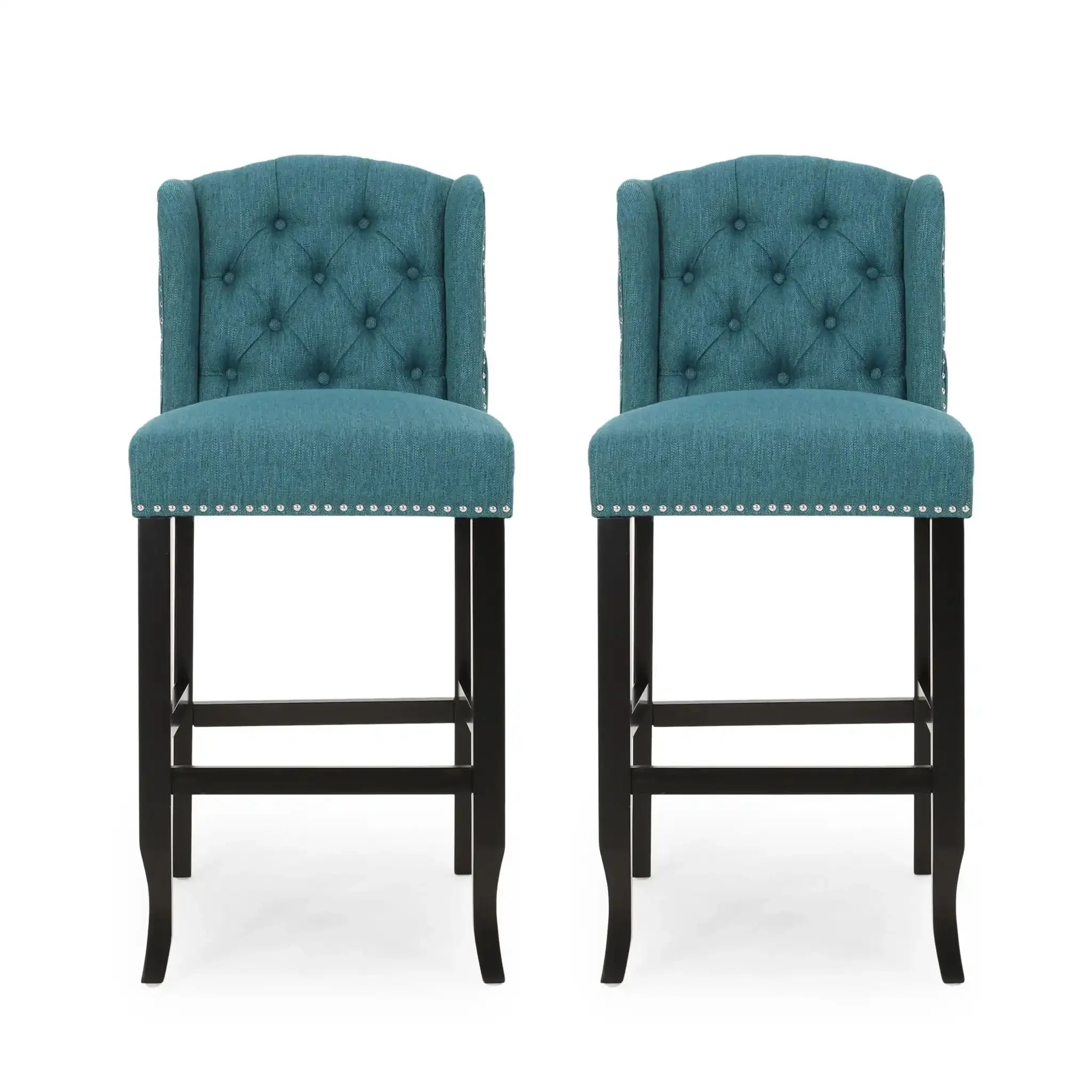 Vienna - Contemporary Fabric Tufted Wingback Counter Stools (Set of 2) - Image 2