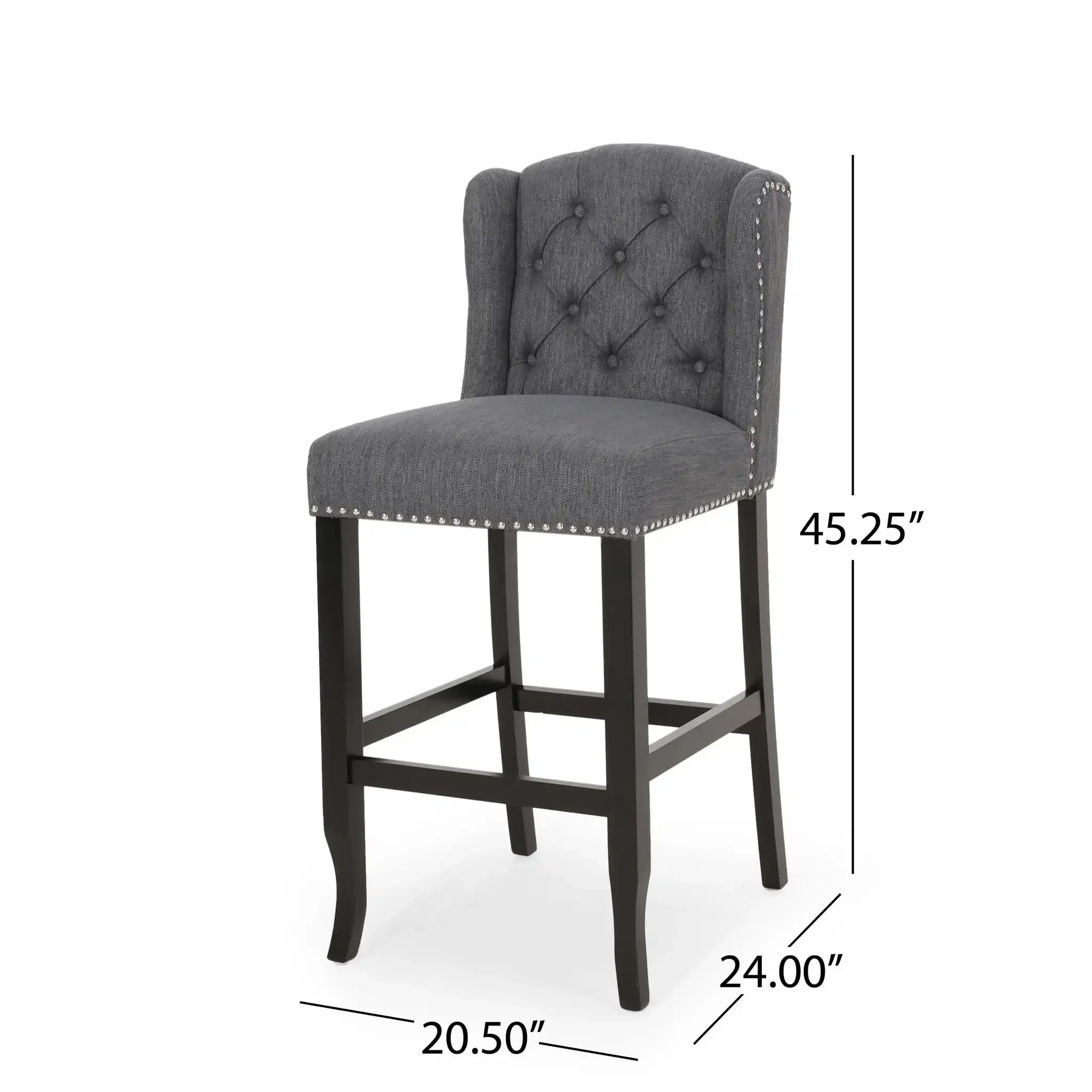 Vienna - Contemporary Fabric Tufted Wingback Counter Stools (Set of 2) - Image 4
