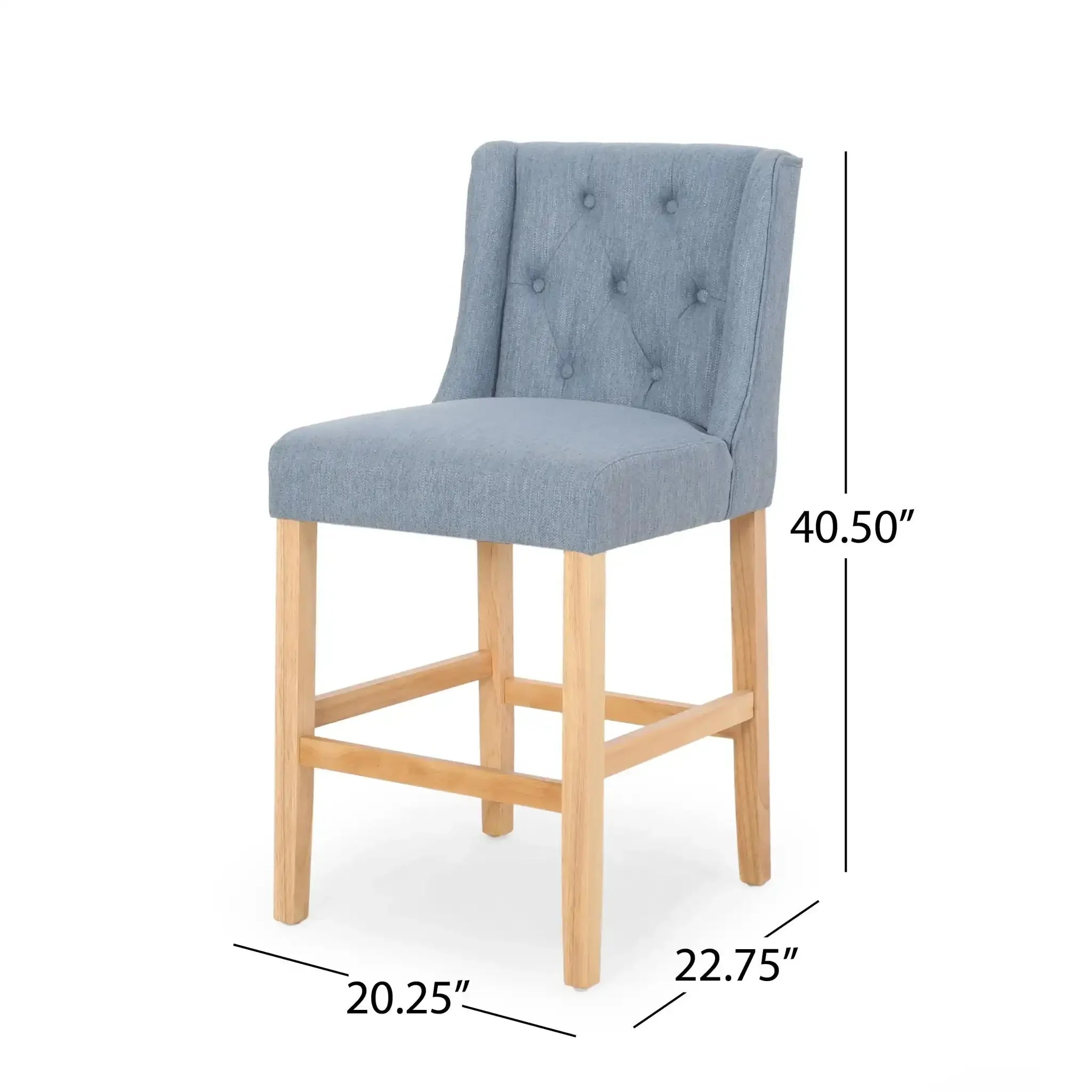 Vienna - Contemporary Fabric Tufted & Wingback Counter Stools (Set of 2) - Image 11
