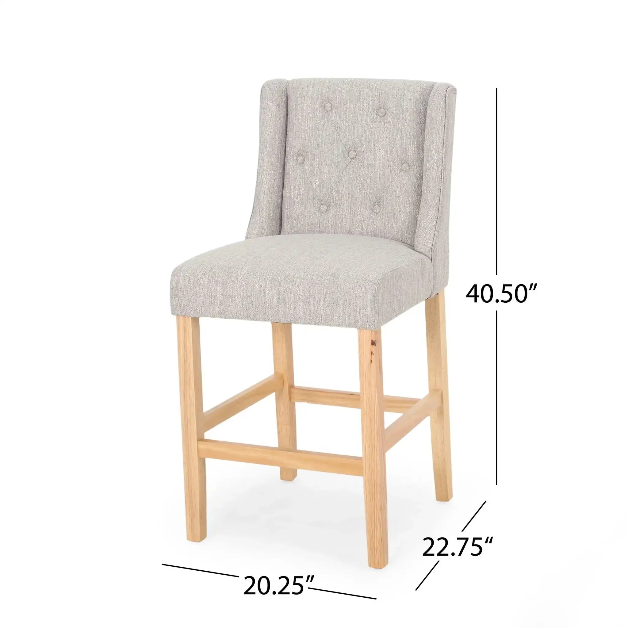 Vienna - Contemporary Fabric Tufted & Wingback Counter Stools (Set of 2) - Image 6
