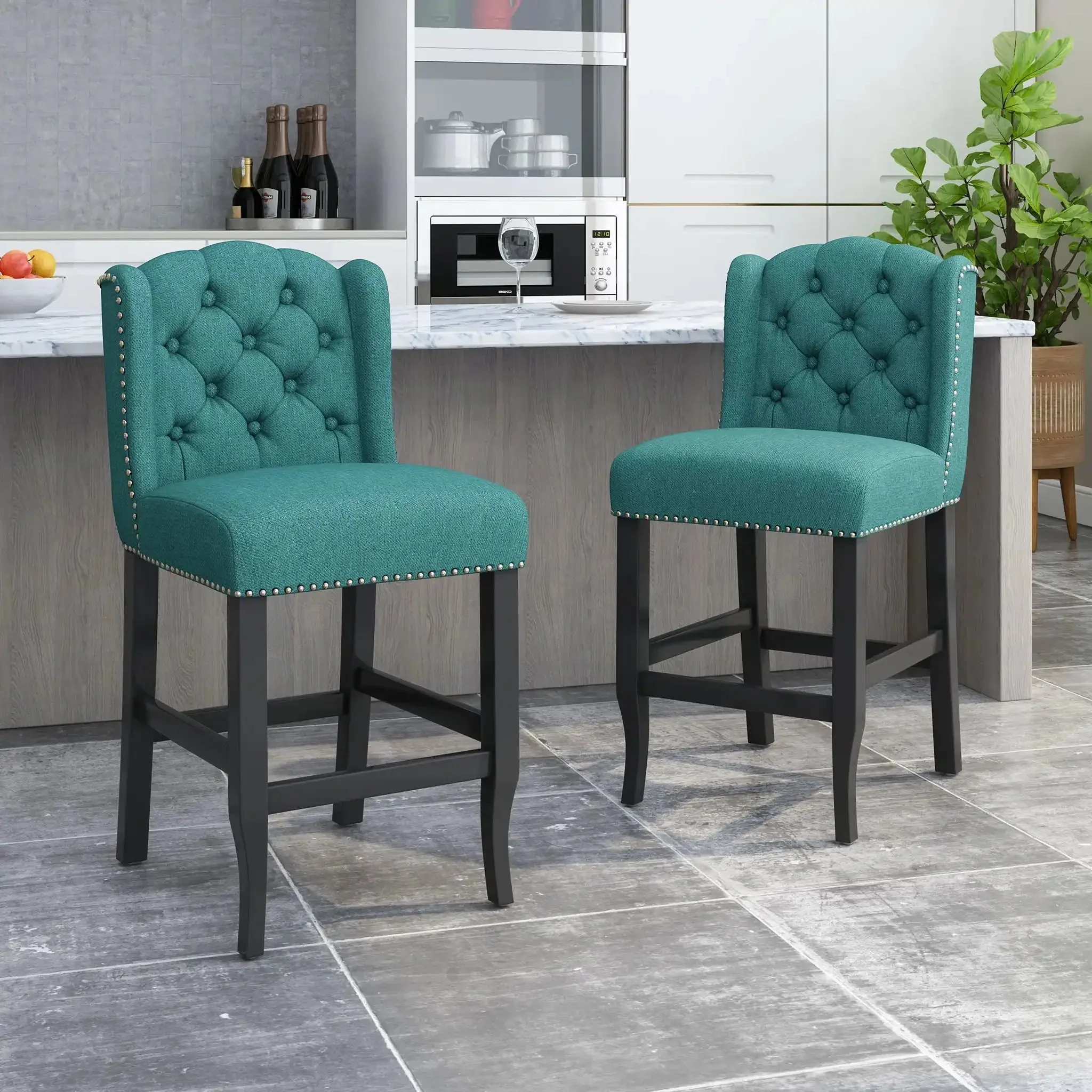 Vienna - Fabric Tufted Counter Stool With Nailhead Accents (Set of 2) - Image 11